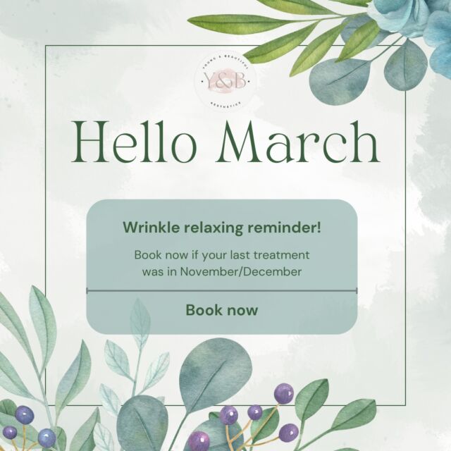 With March's arrival now is the perfect time to schedule your next wrinkle relaxing treatment, especially if you had your last treatment in November/December.Wrinkle relaxing treatments are not a one and done, the effects wear off, so you will need to have multiple treatments a year for best results. Regular treatments can help maintain the effects of previous treatments, ensuring consistent results and prolonging the time between touch up sessions.Don't let time catch up with you - book your appointment and stay ahead of the ageing game 💕#aesthetics #aestheticnurse #aestheticsclinic #aesthetician #aestheticmedicine #medicalaesthetics #medicalaestheticsnurse #medicalaestheticsclinic #antiwrinkle #antiwrinkletreatment #aestheticsnorthampton #aestheticsnorthamptonshire #registerednurses #youngandbeautifulaesthetics